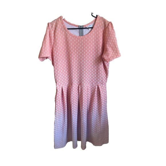 Lularoe 3XL 3X 22 24 Amelia Dress Coral White Ombré Fit Flare Swing Stretch Cozy - Picture 1 of 6